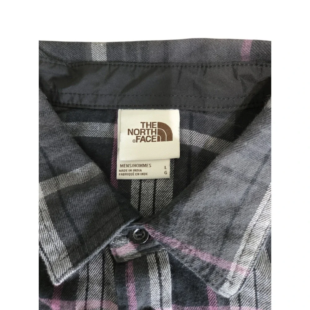 The‎ North Face Mens Large Plaid Flannel Button Down Shirt Grey Purple